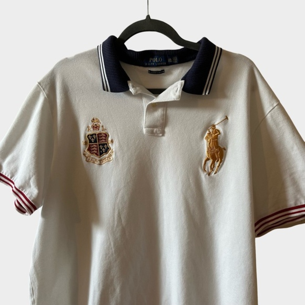 Polo Ralph‎ Lauren White Big Pony Crest Polo Shirt XXL Custom Slim Fit - Picture 3 of 11